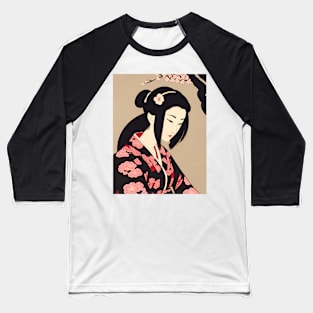 Ukiyo-e Japanese Art - Beautiful Woman Sitting Under Cherry Blossom Baseball T-Shirt